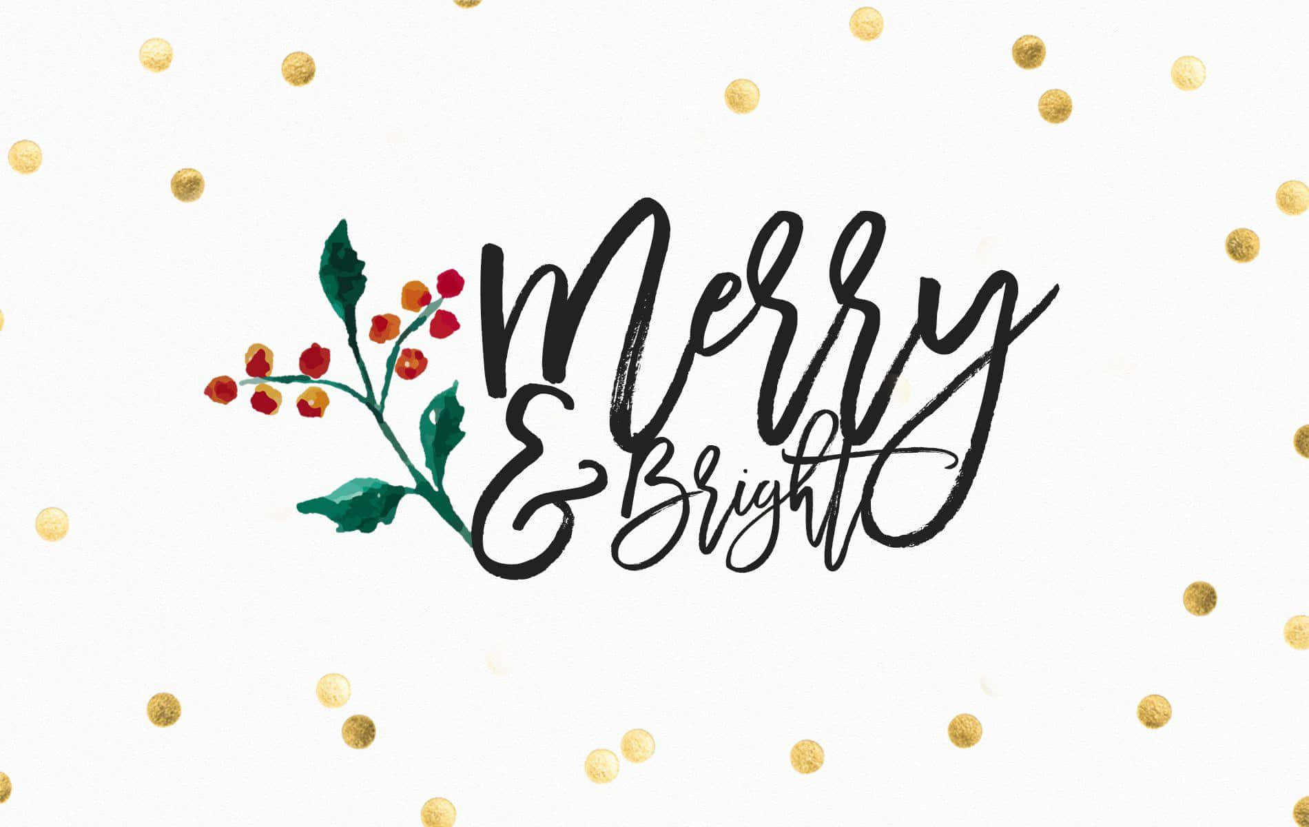 Простое рождественское поздравление Merry And Bright для iPad Обои