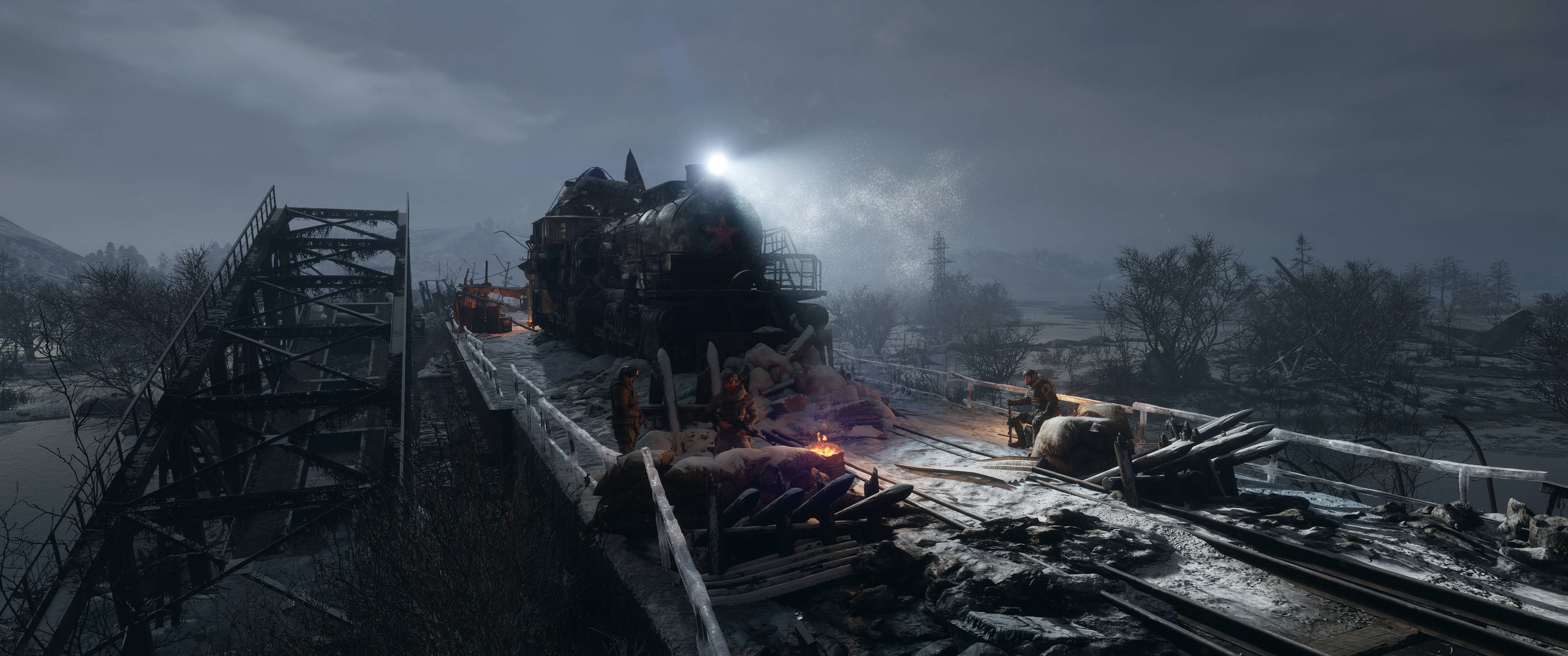 Metro Exodus Разрушенный мост 3440x1440 Обои