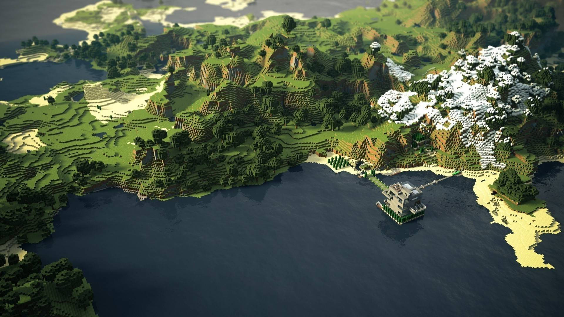 Вид на лесной биом Minecraft Обои