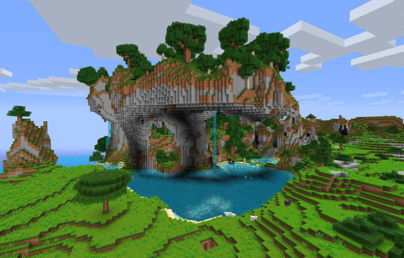 Красивый возвышенный лес в Minecraft Обои