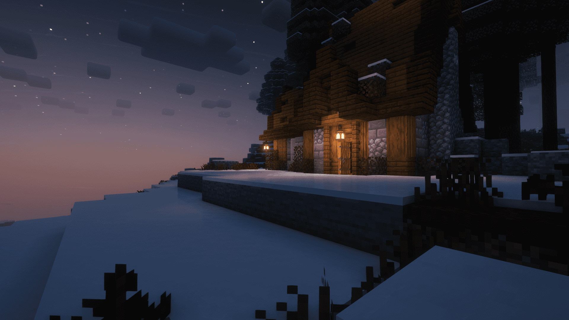 Снежная хижина в Minecraft Обои