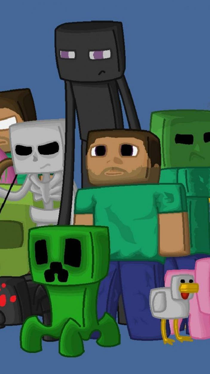 Векторная графика Стив и мобы Minecraft iPhone Обои