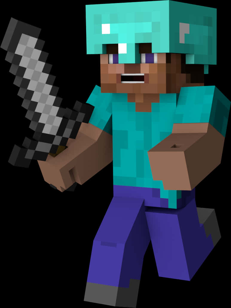 Персонаж Minecraft с мечом Обои
