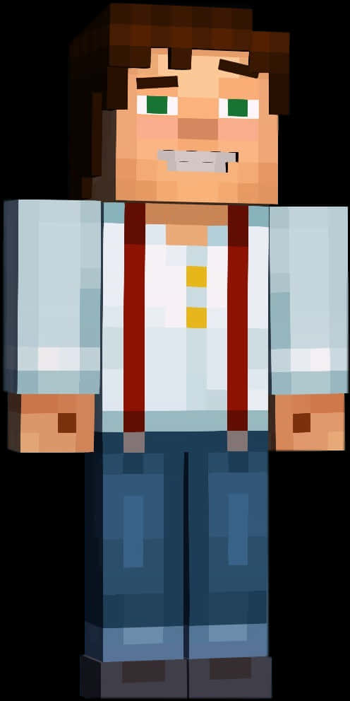 Minecraft_ Персонаж_в_красных_подтяжках Обои