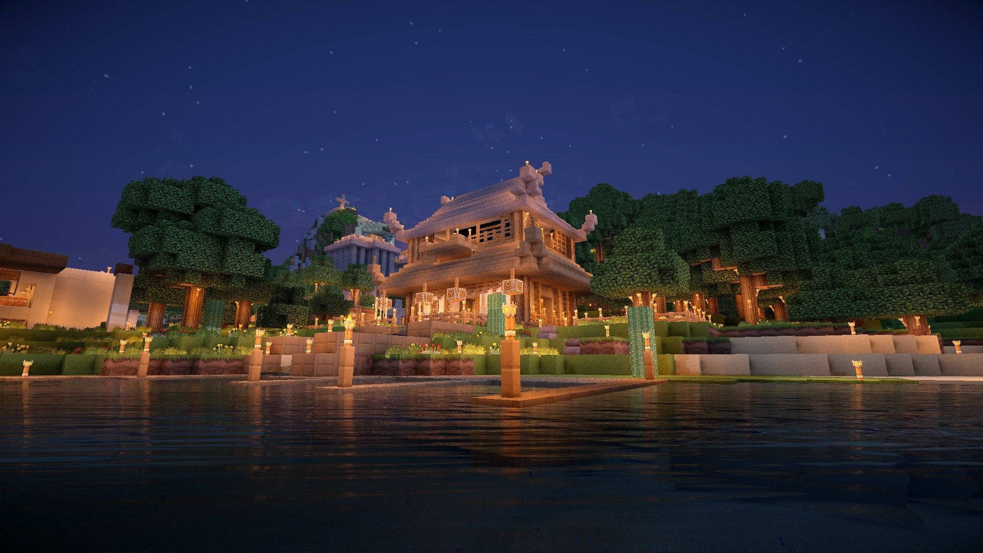 Традиционный японский дом в Minecraft на ПК Обои