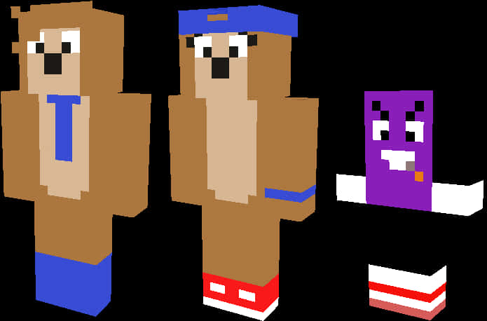 Персонажи-животные в стиле Minecraft Обои
