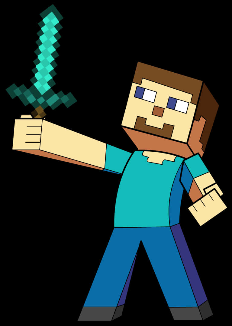 Персонаж Minecraft с мечом Обои