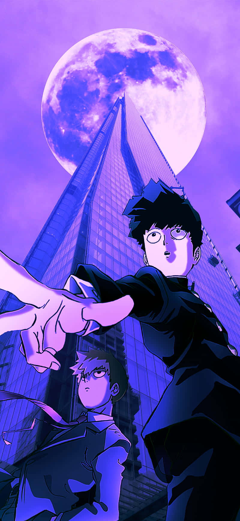 Фиолетовая картинка Mob Psycho Обои