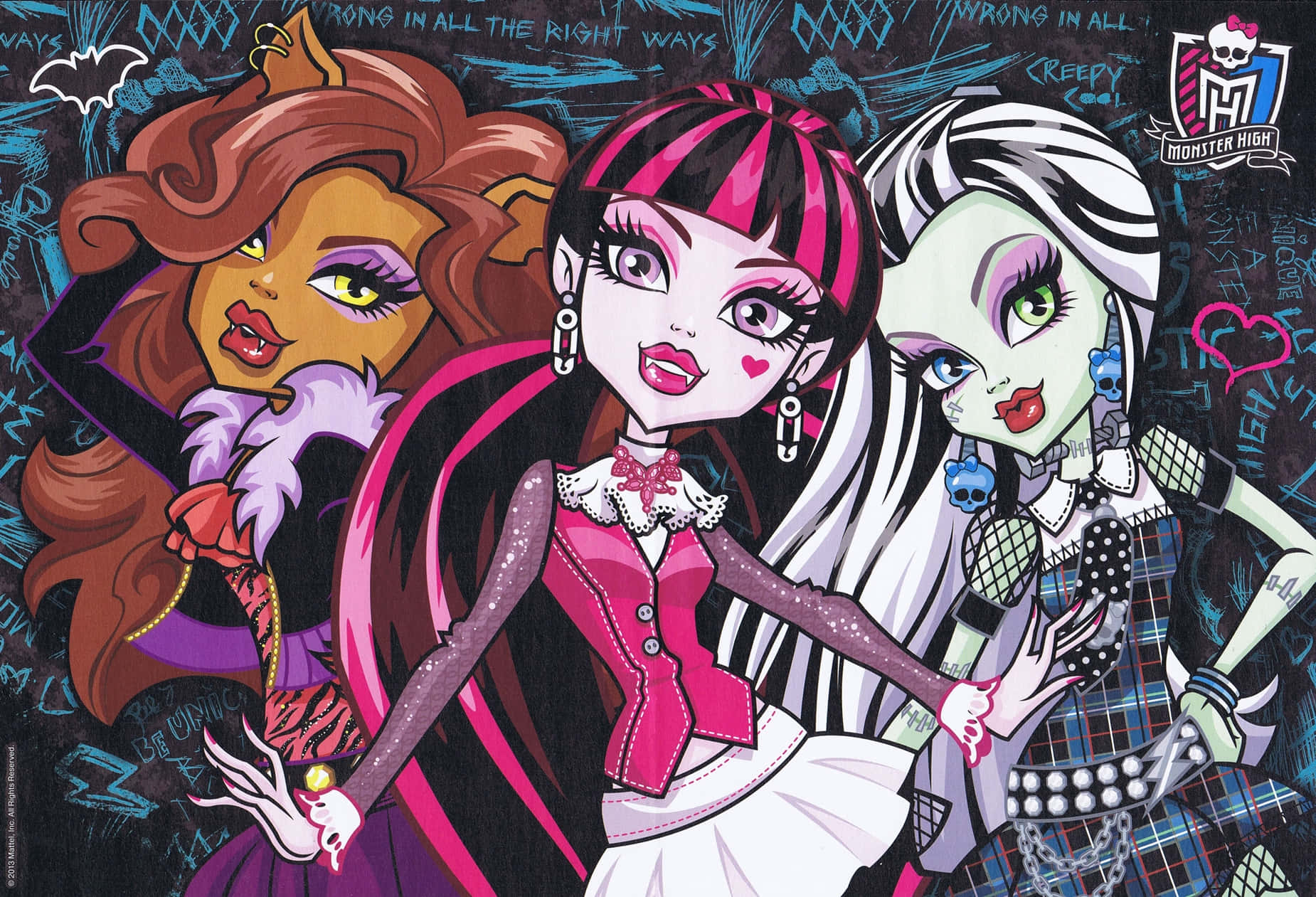 Хэллоуинская эстетика Monster High Girls Обои