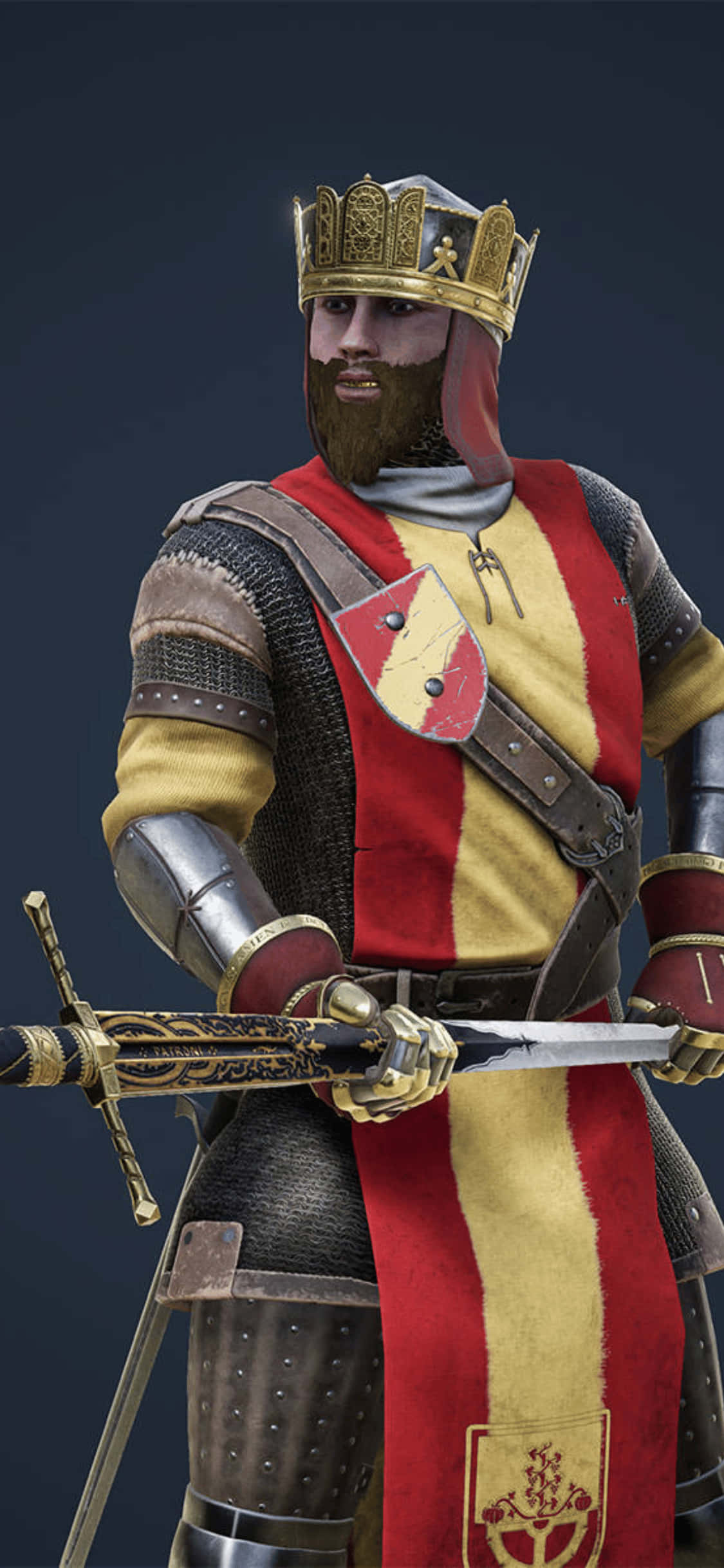 Красно-желтые доспехи Mordhau фон для iPhone Xs Обои