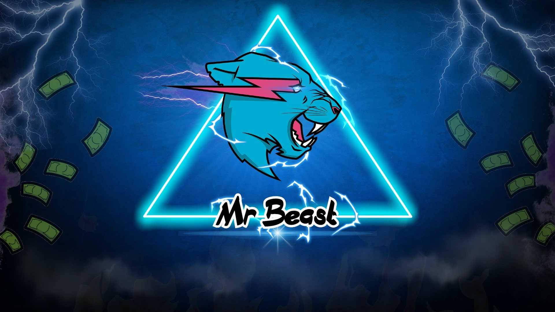 Логотип Mr Beast с неоновым треугольником Обои