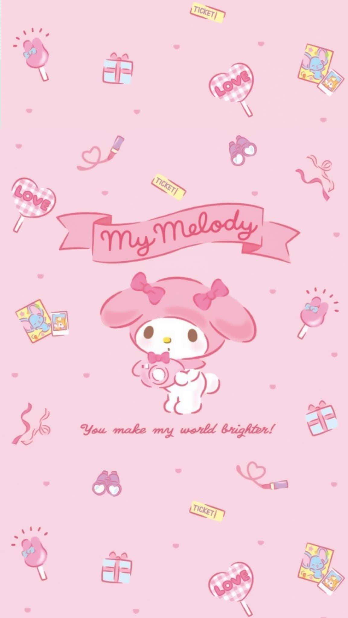 Милый персонаж My Melody Sanrio Обои