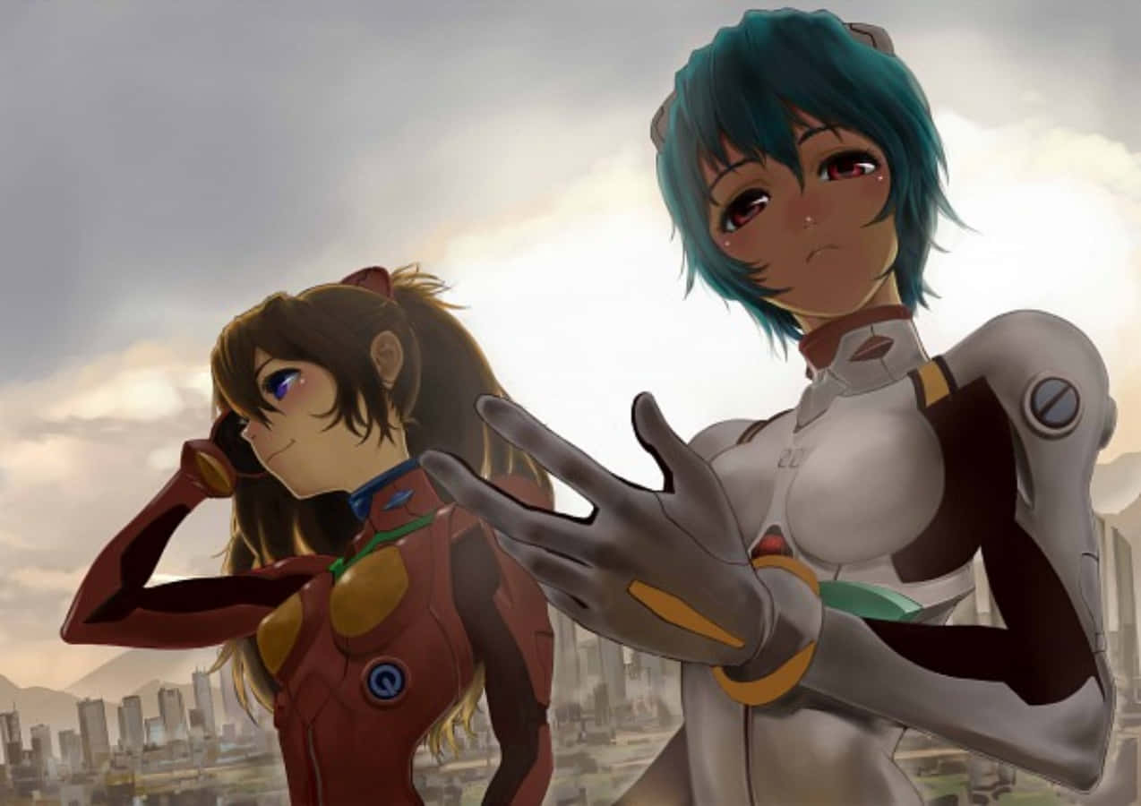 Синдзи Икари и Рей Аянами в Neon Genesis Evangelion Обои