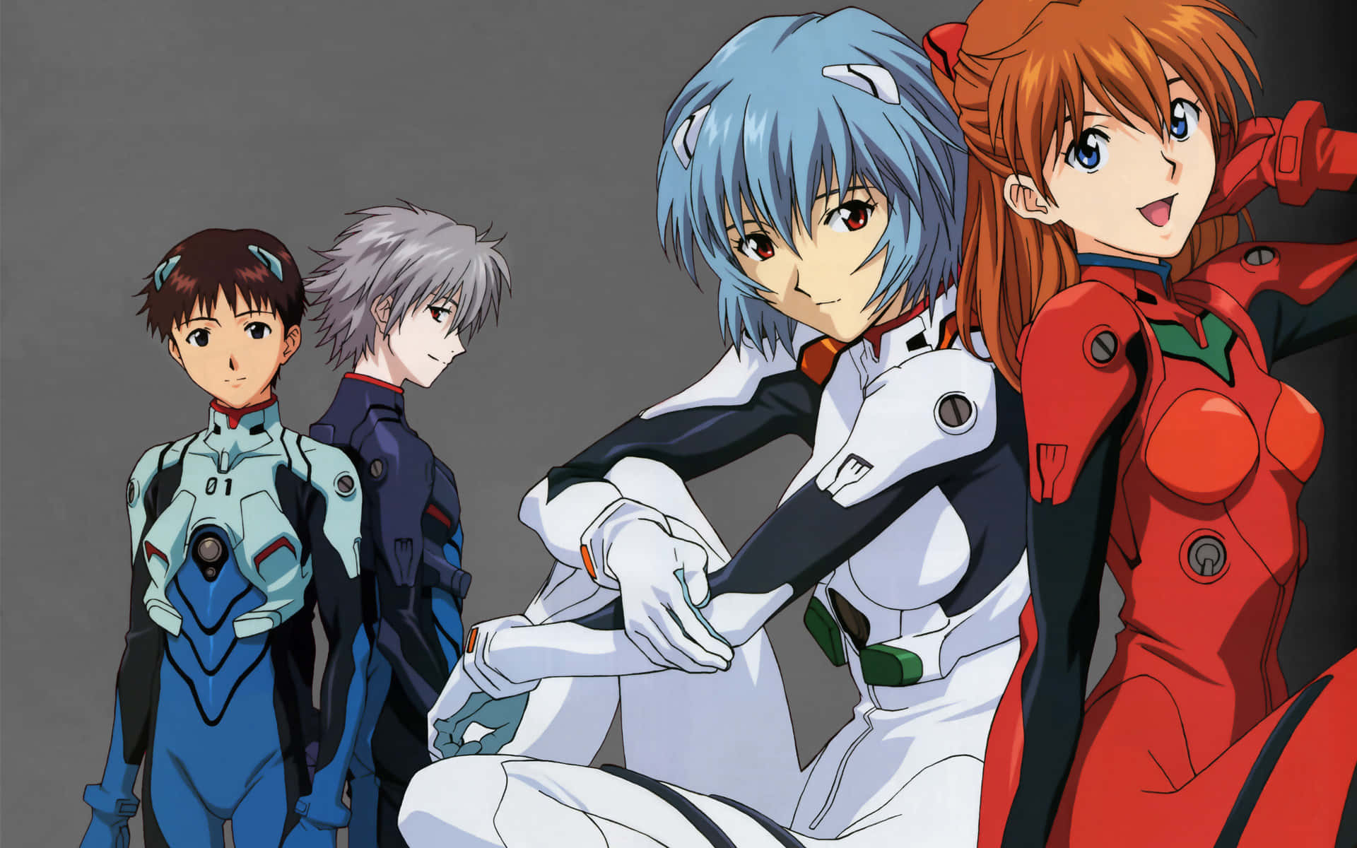 Аска и Синдзи, два самых любимых персонажа аниме «Евангелион» (Neon Genesis Evangelion). Обои
