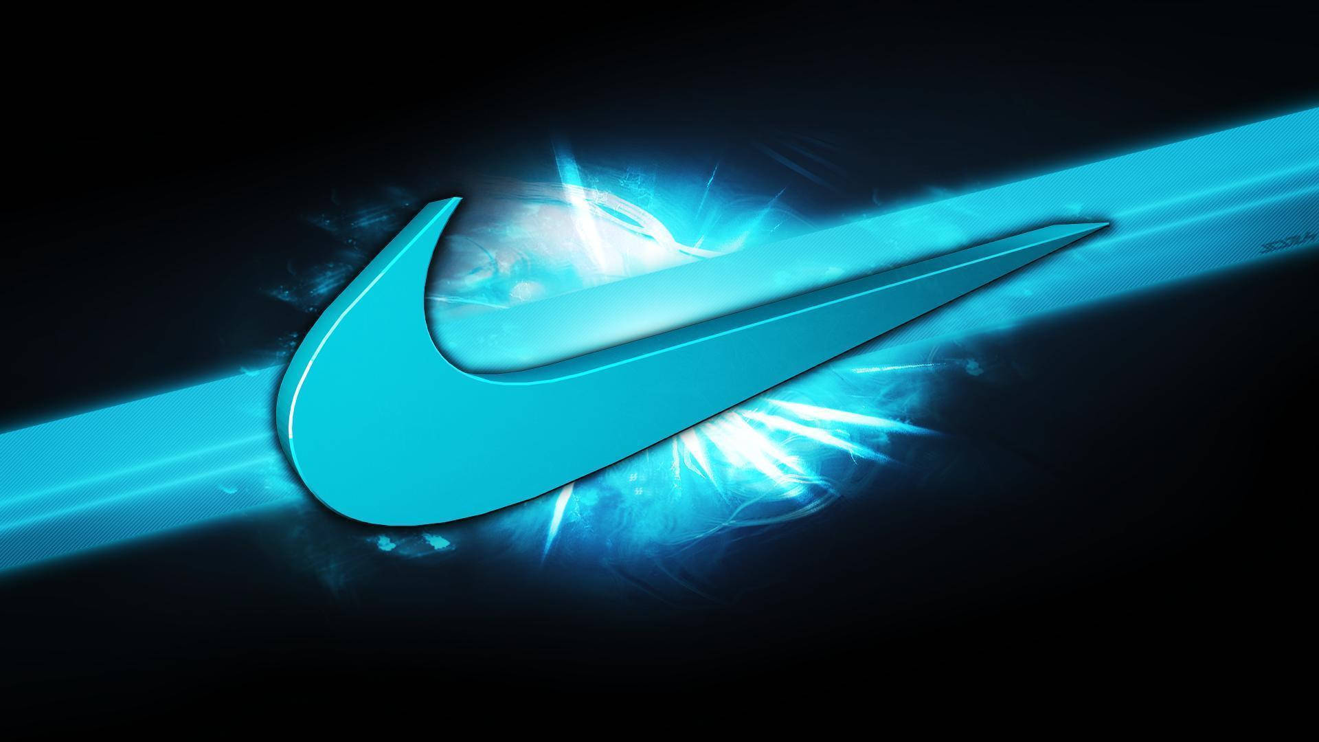 Крутой логотип Nike в цвете циан Обои