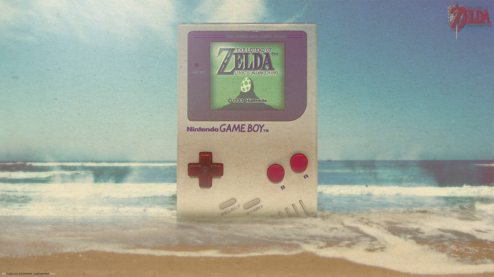 Гигантский Nintendo Game Boy на пляже Обои