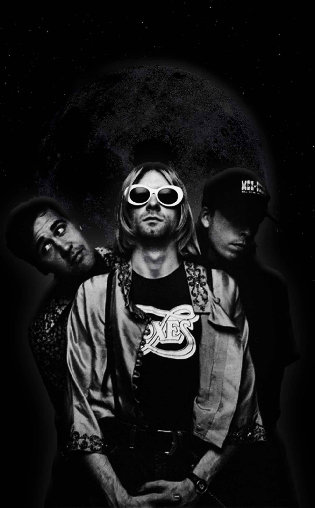 Культовая группа Nirvana в забавный момент Обои