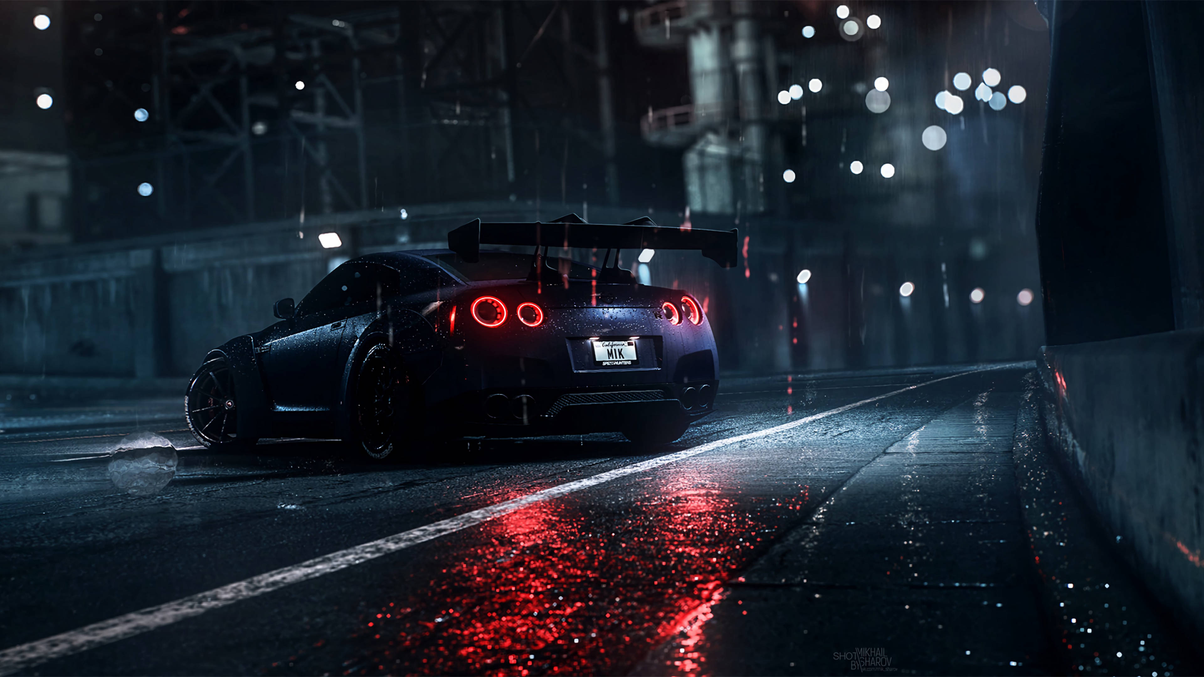 Темно-синий Nissan GT R 4K Обои