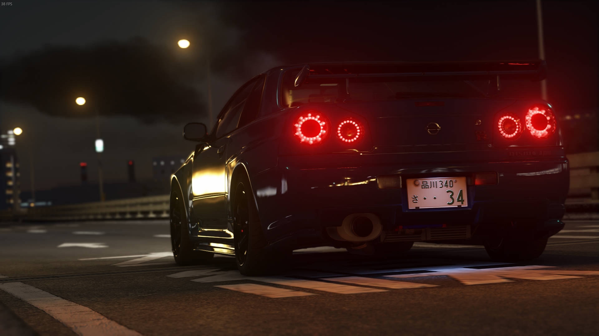 Светящийся Nissan Skyline GTR R34 Обои