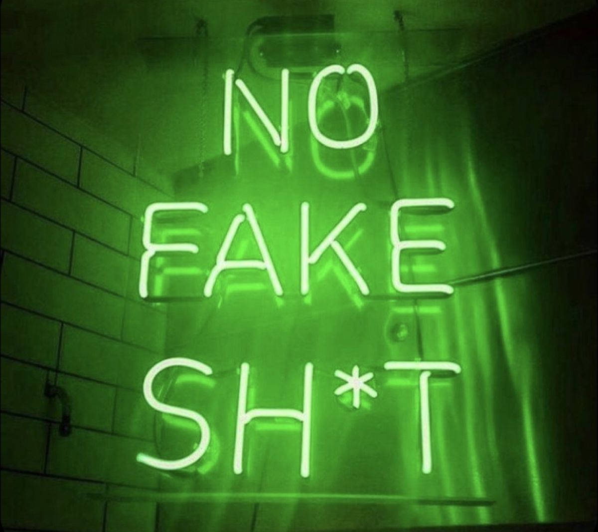Неоновая зеленая эстетика No Fake Sh*T Обои