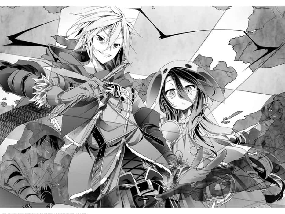 Сора и Широ из No Game No Life в серых тонах Обои