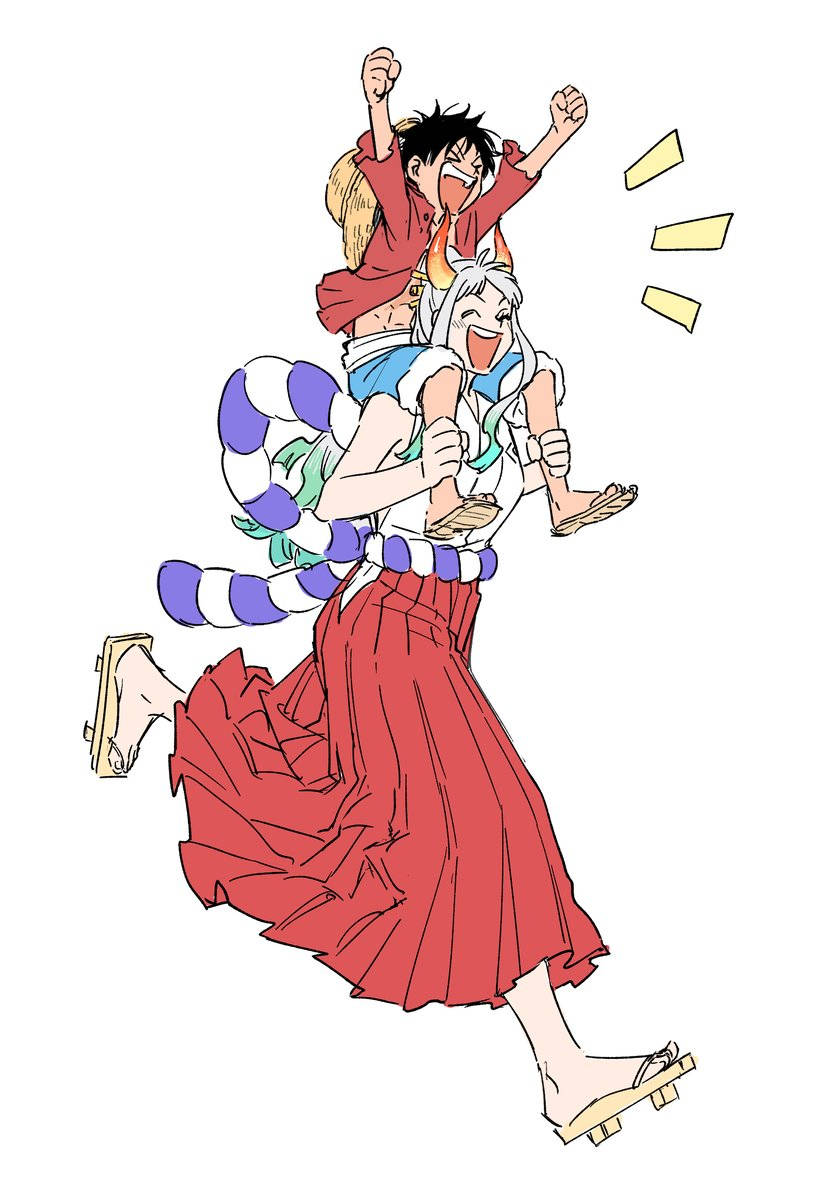 Рисунок Луффи и Ямато из One Piece Обои