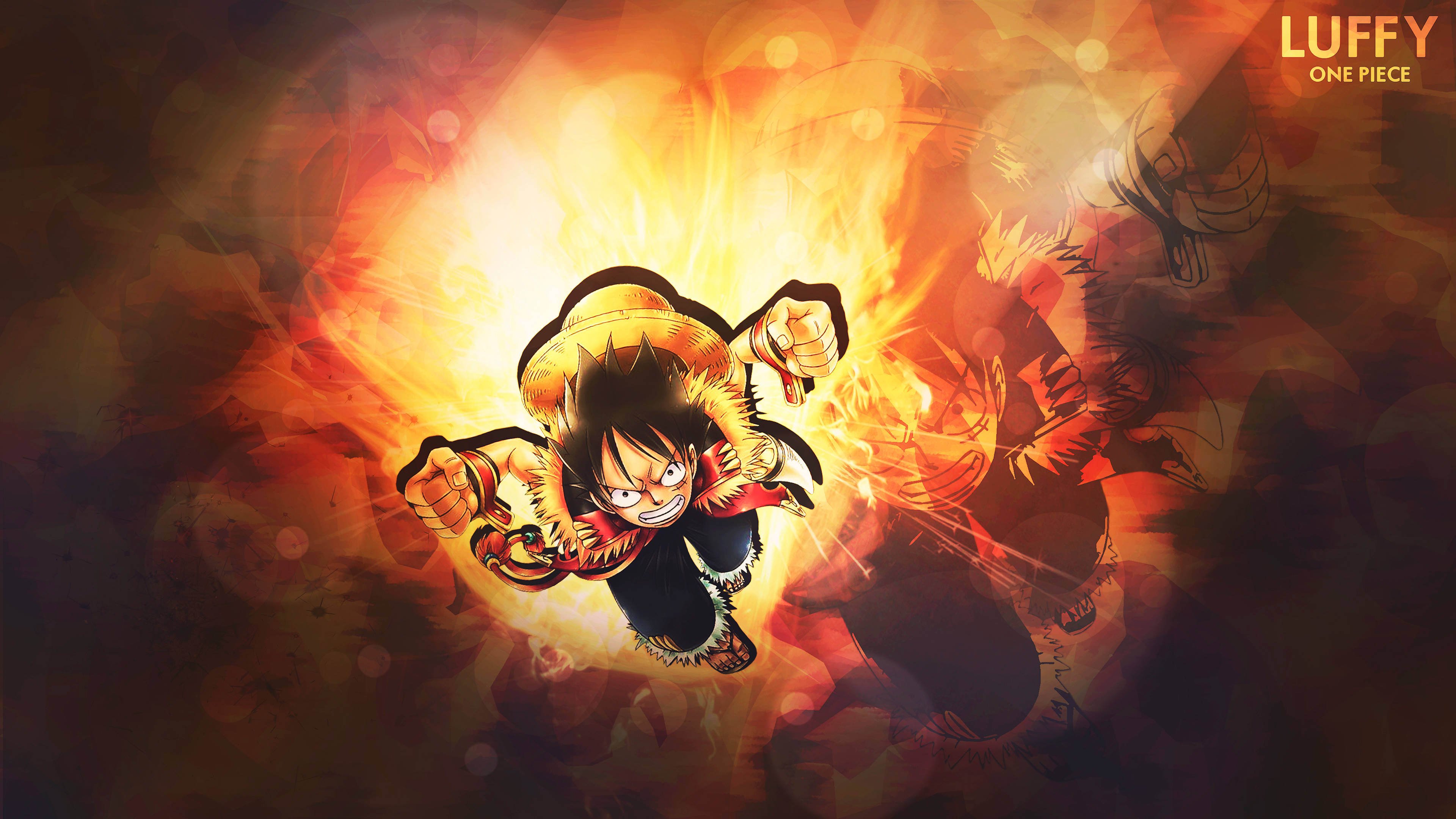 One Piece Луффи огненное искусство Обои
