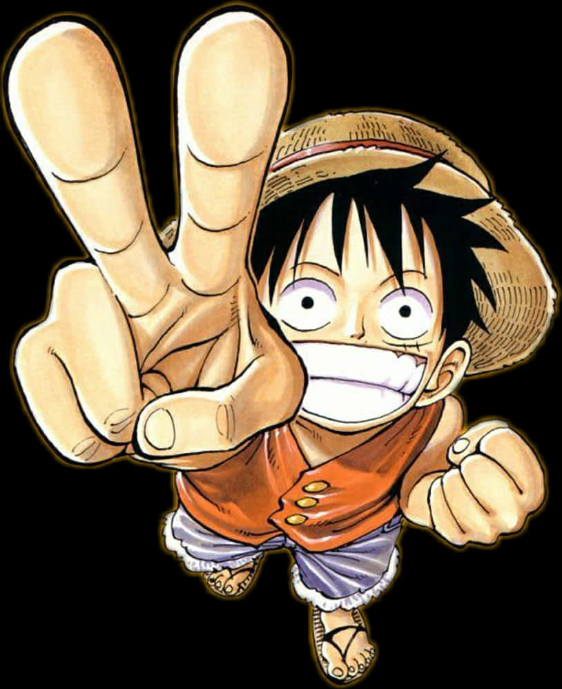One Piece Луффи в позе победы Обои