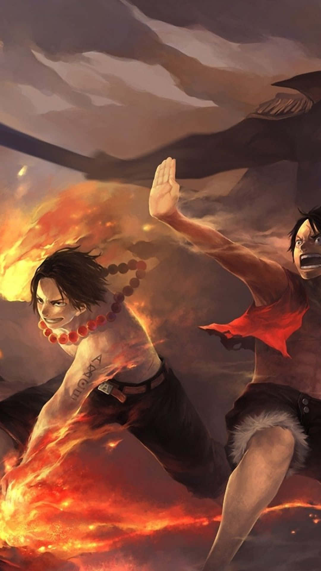 One Piece Эйс и Луффи Телефон Обои