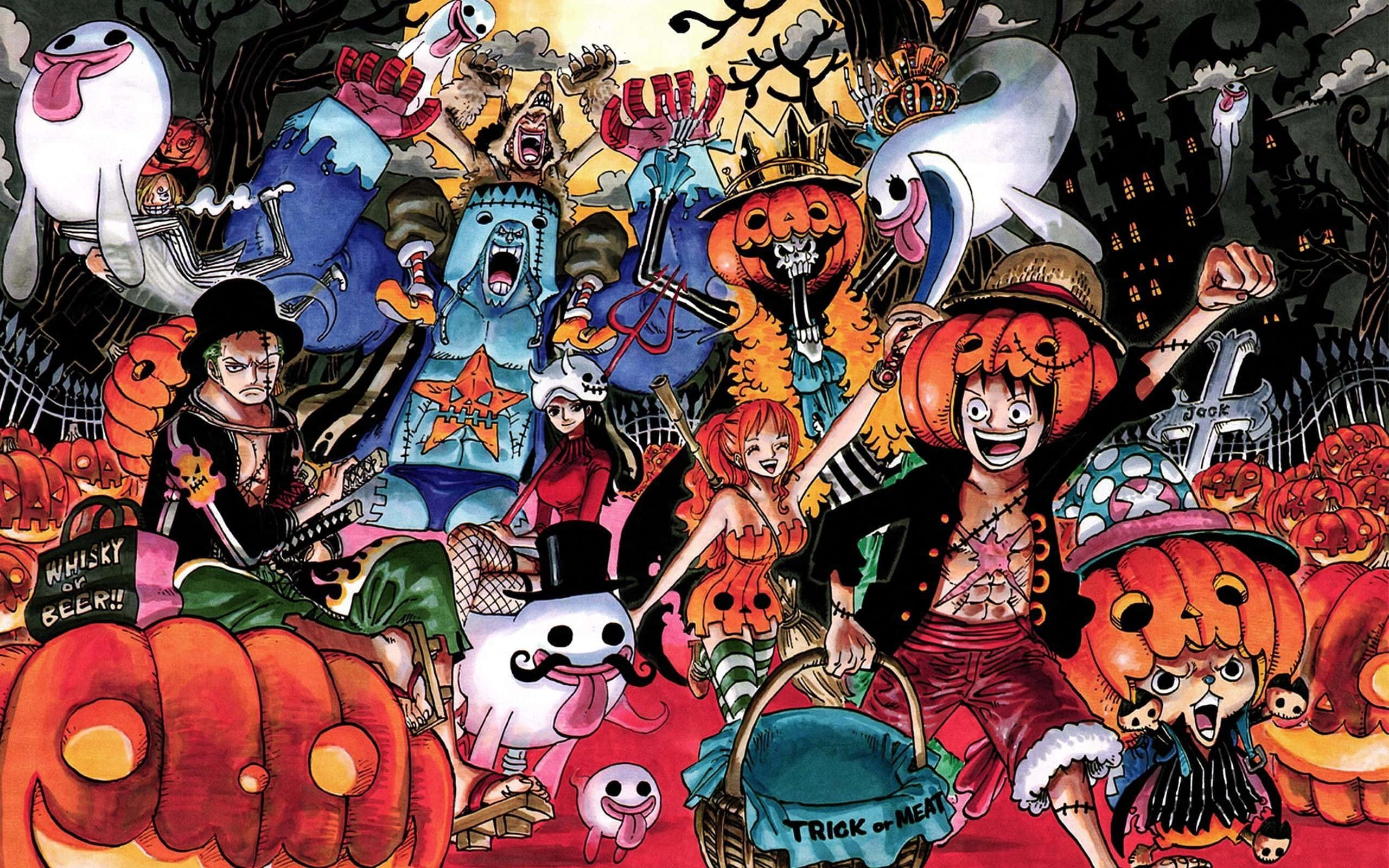 Картинка вечеринки в честь Хэллоуина из One Piece Обои
