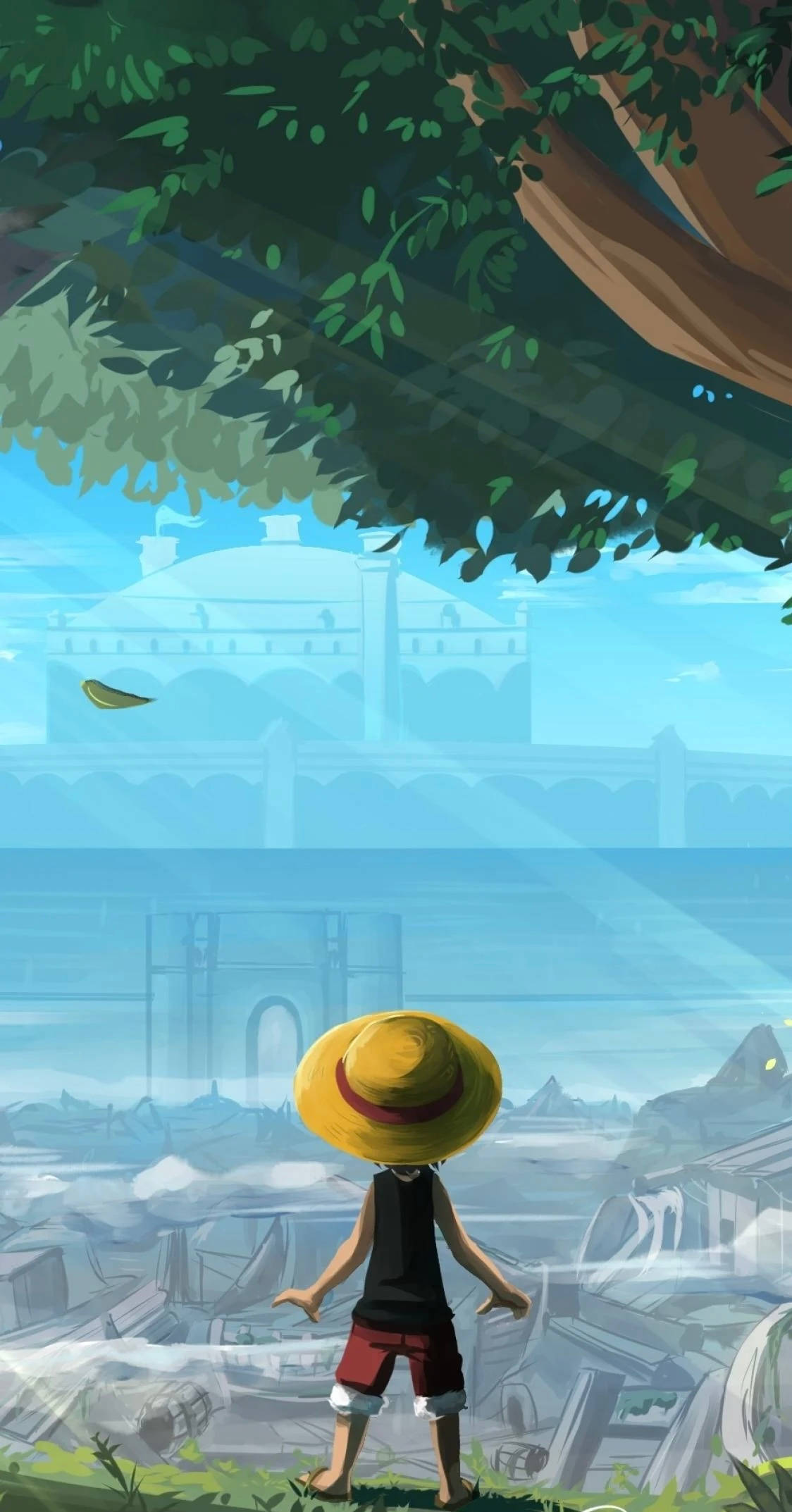 Цифровая картина с Луффи из One Piece для iPhone Обои