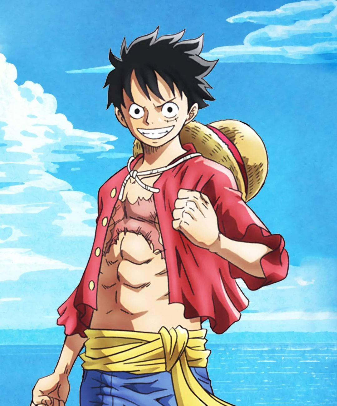 One Piece Луффи PFP Поза Успеха Эффект Ветра Обои
