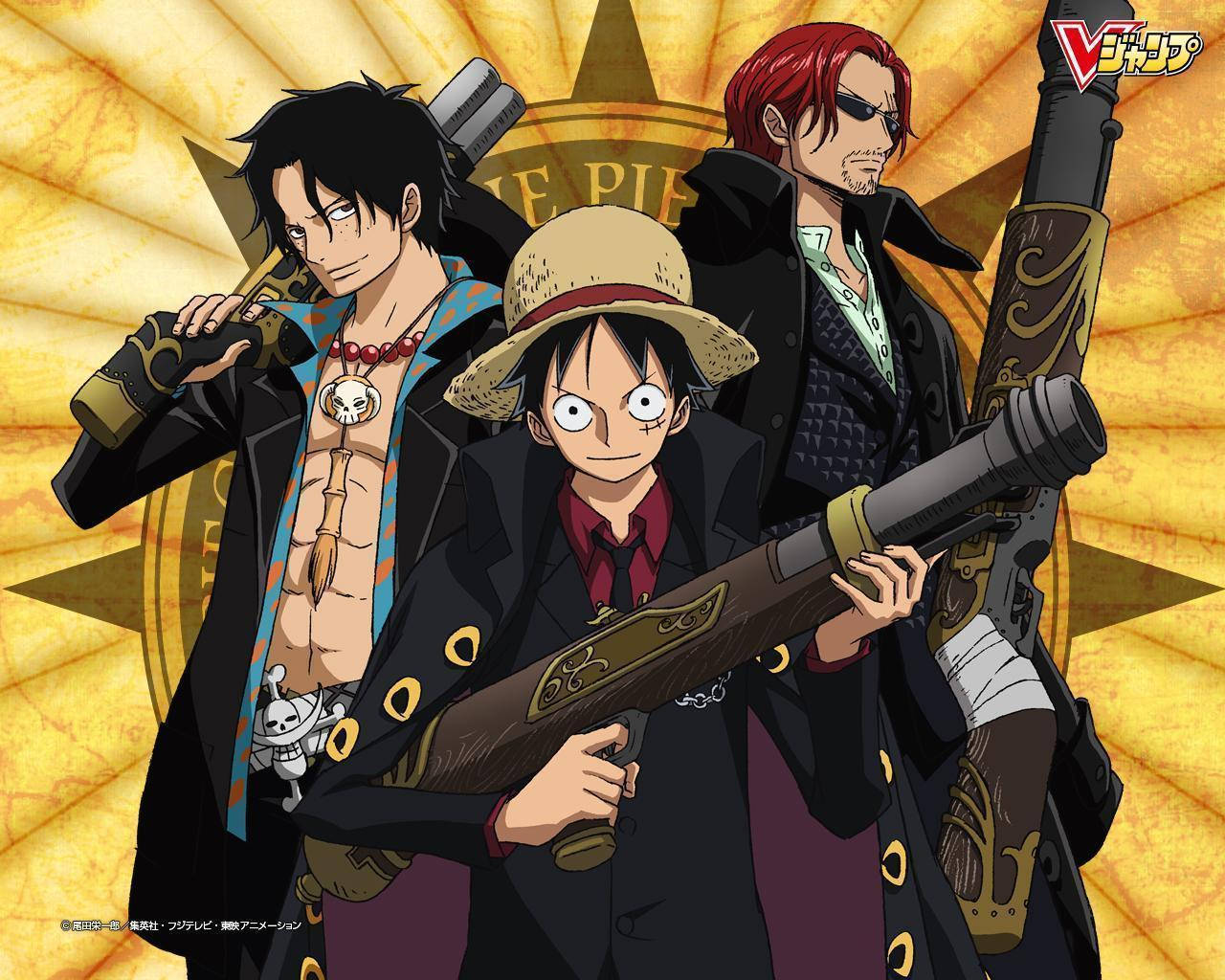 Вооруженный Эйс, Луффи и Шанкс One Piece Обои