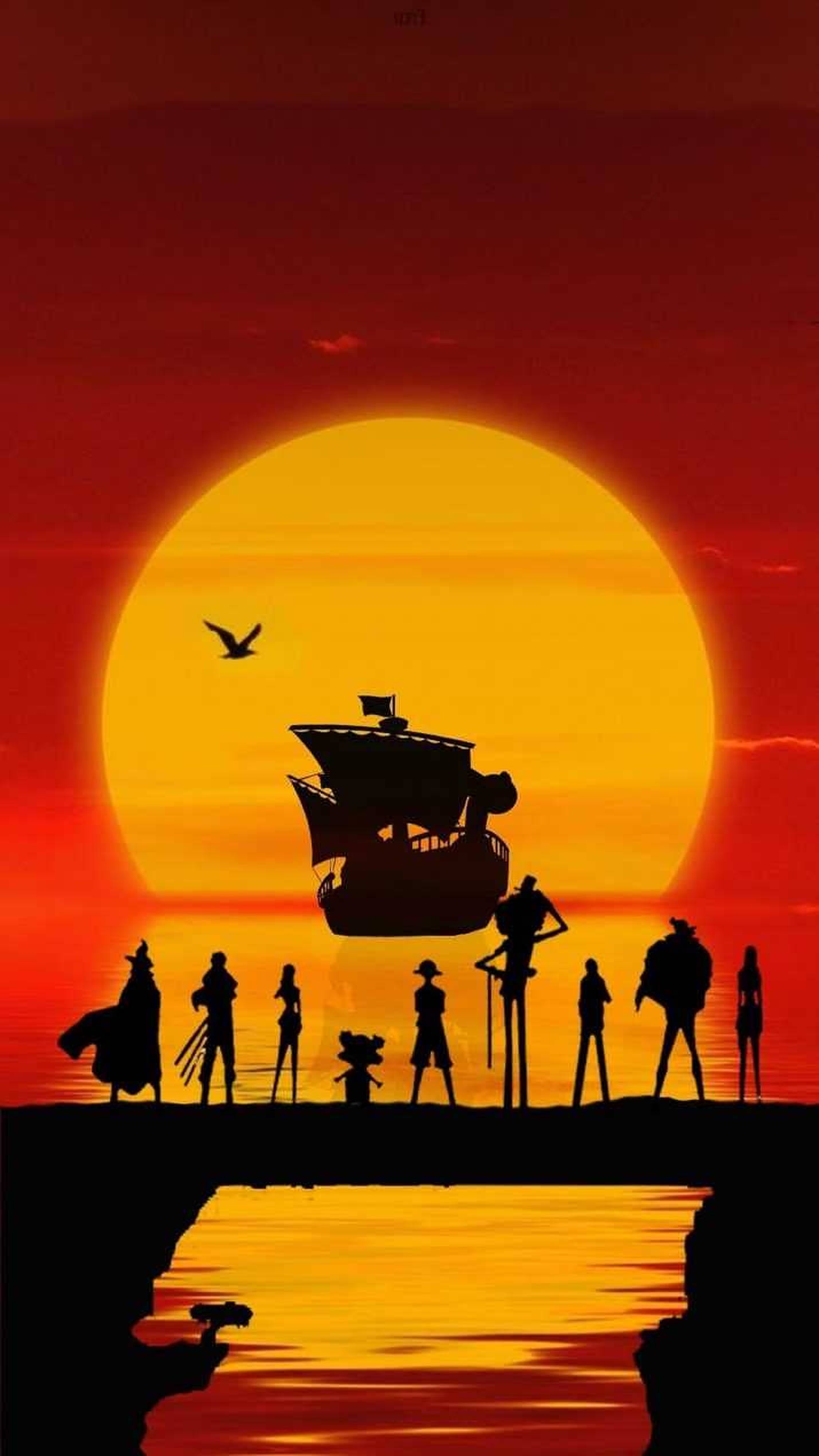 One Piece Силуэт Закат iPhone Обои
