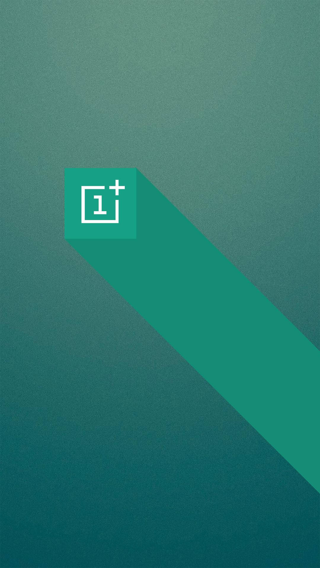 Логотип OnePlus на зеленом кубе Обои