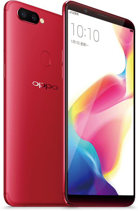 Красный смартфон Oppo спереди и сзади Обои
