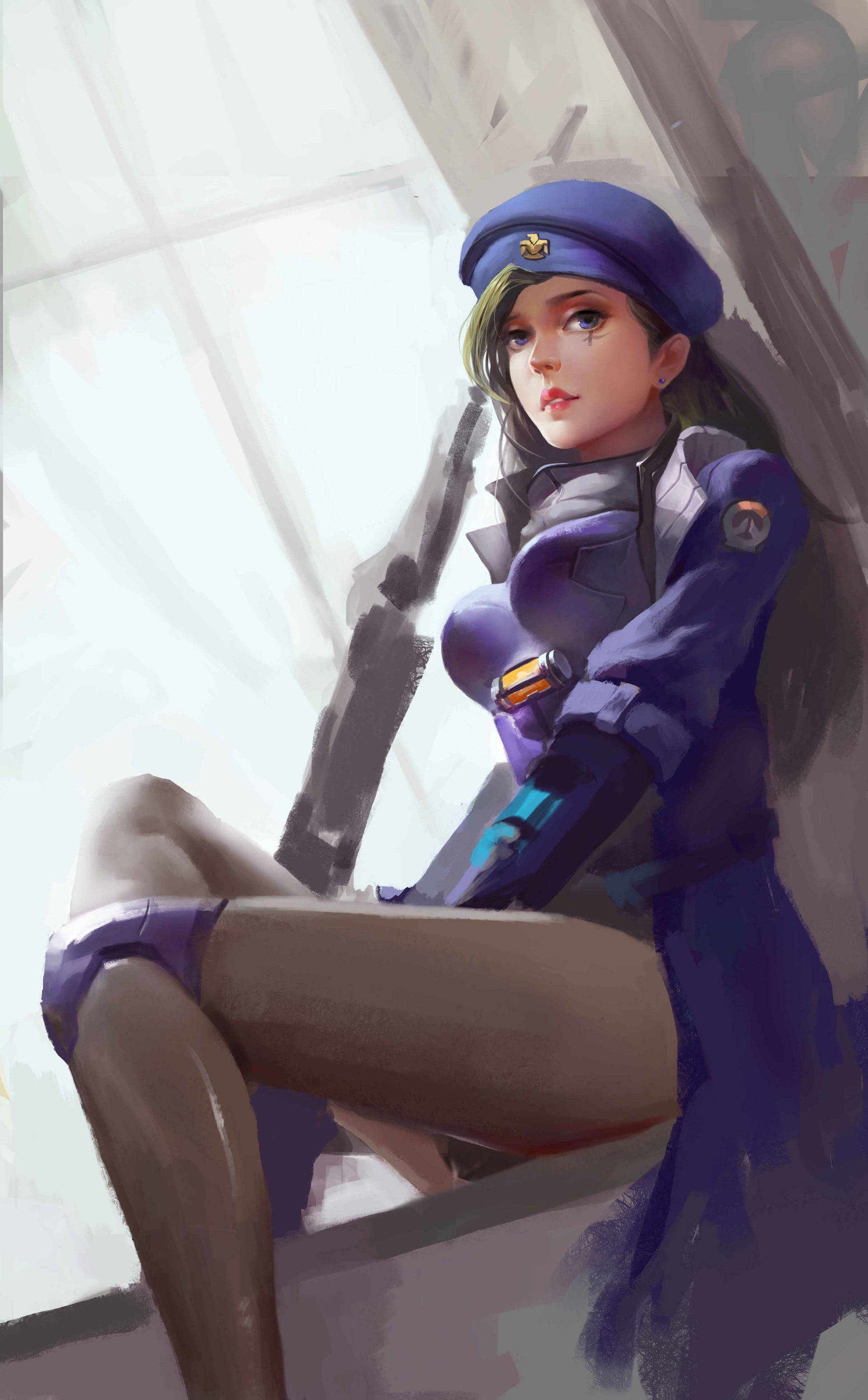 Overwatch: телефон, Ана, оружие, живопись Обои