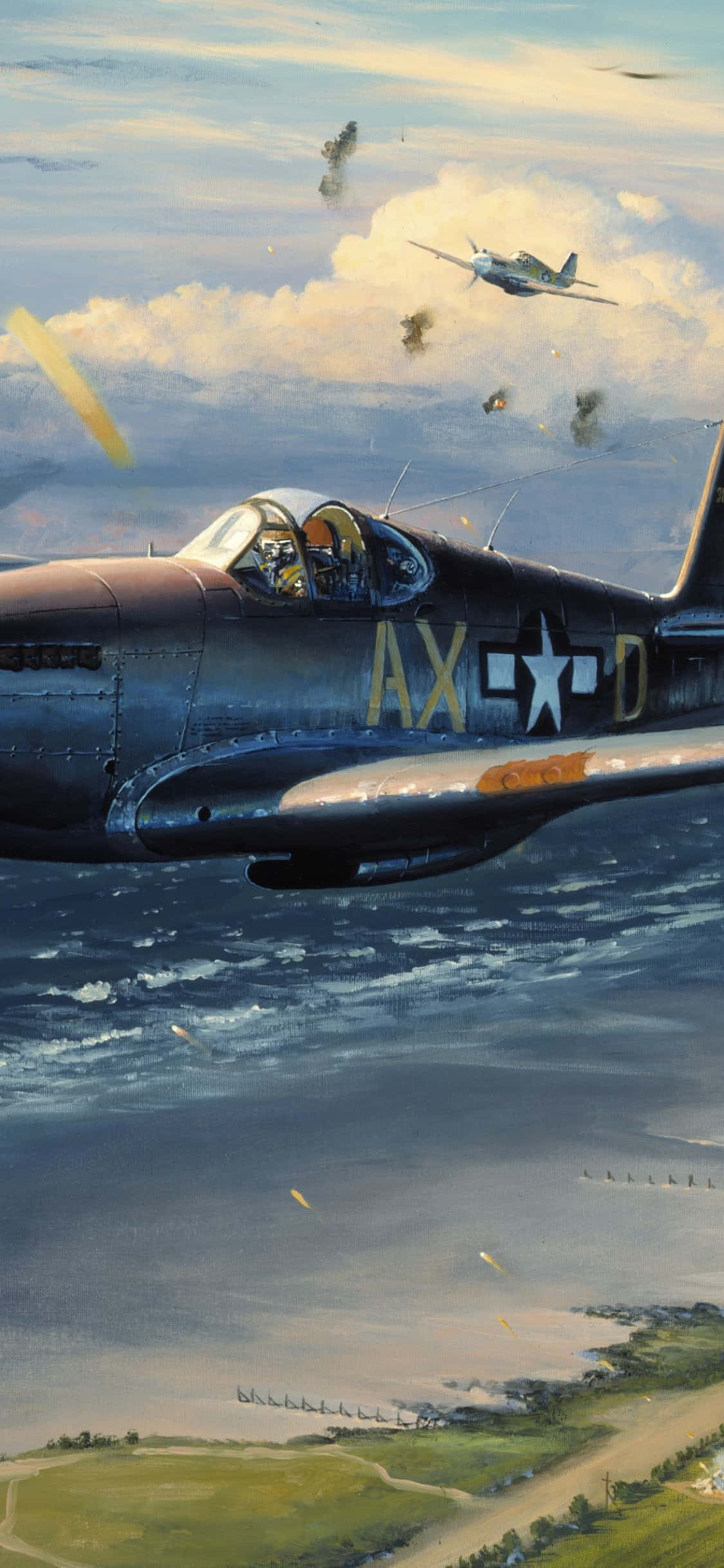Североамериканский P-51 Mustang Android Plane Background Обои