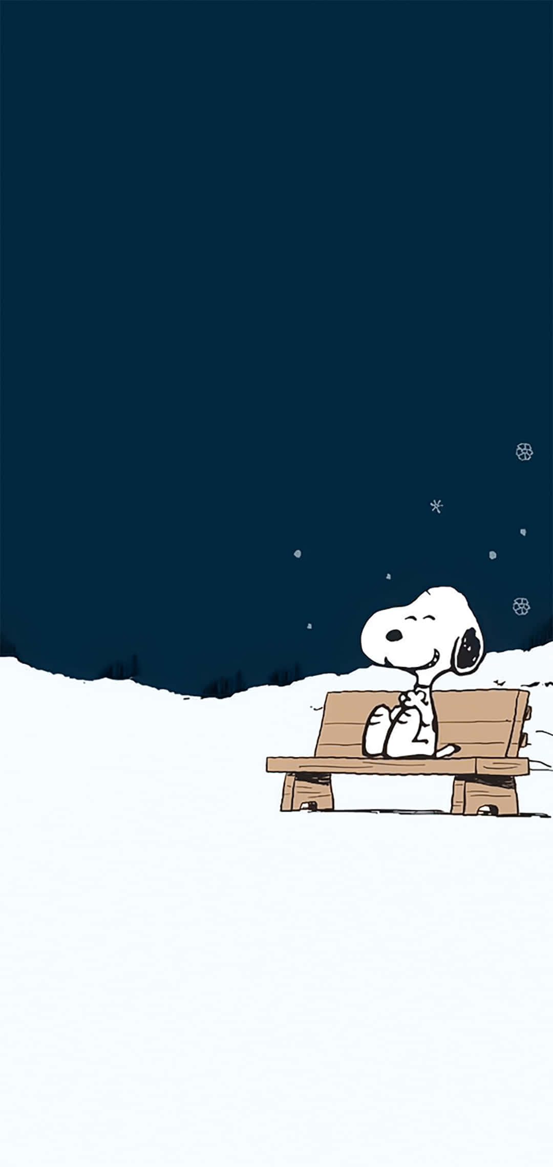 Снупи на скамейке Рождество Peanuts Обои