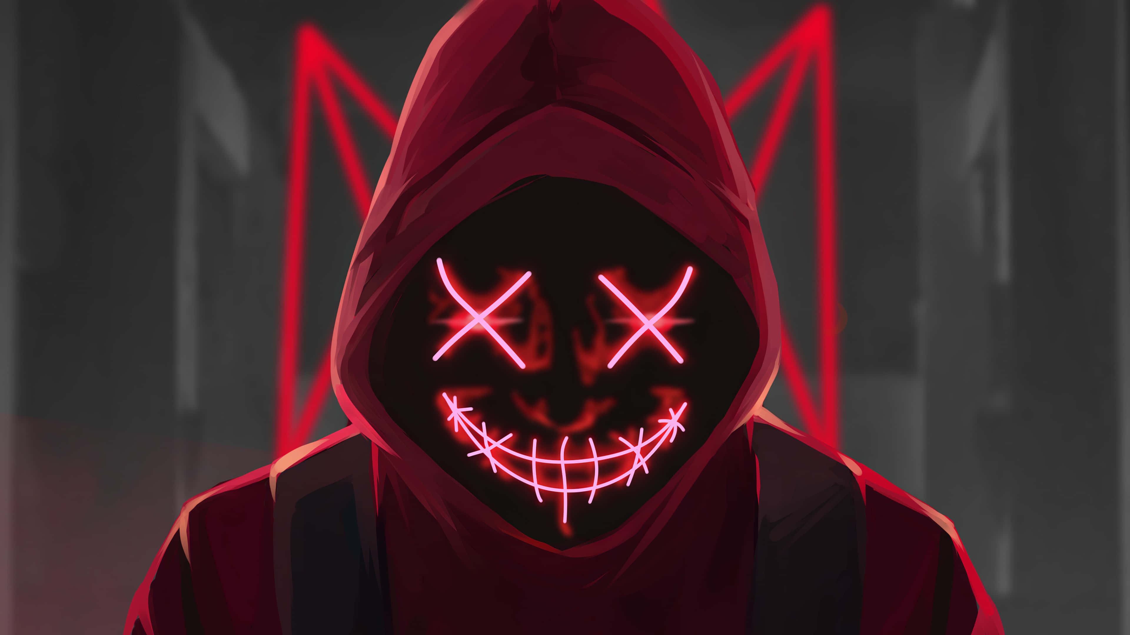 Неоновое лицо красный PFP Обои