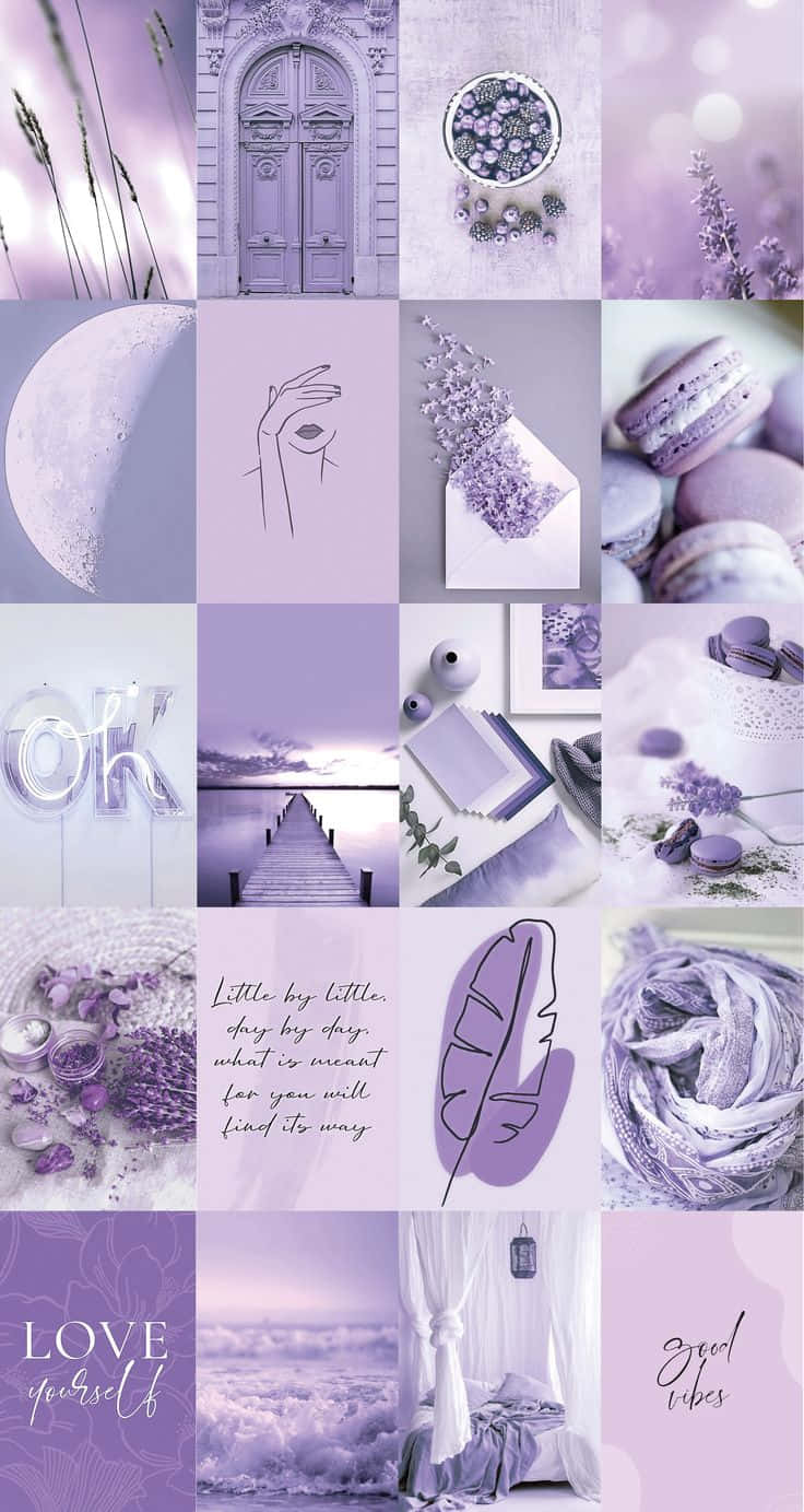 Коллаж Pinterest Лавандовый Пастельный Фиолетовый Эстетичный Фон Обои