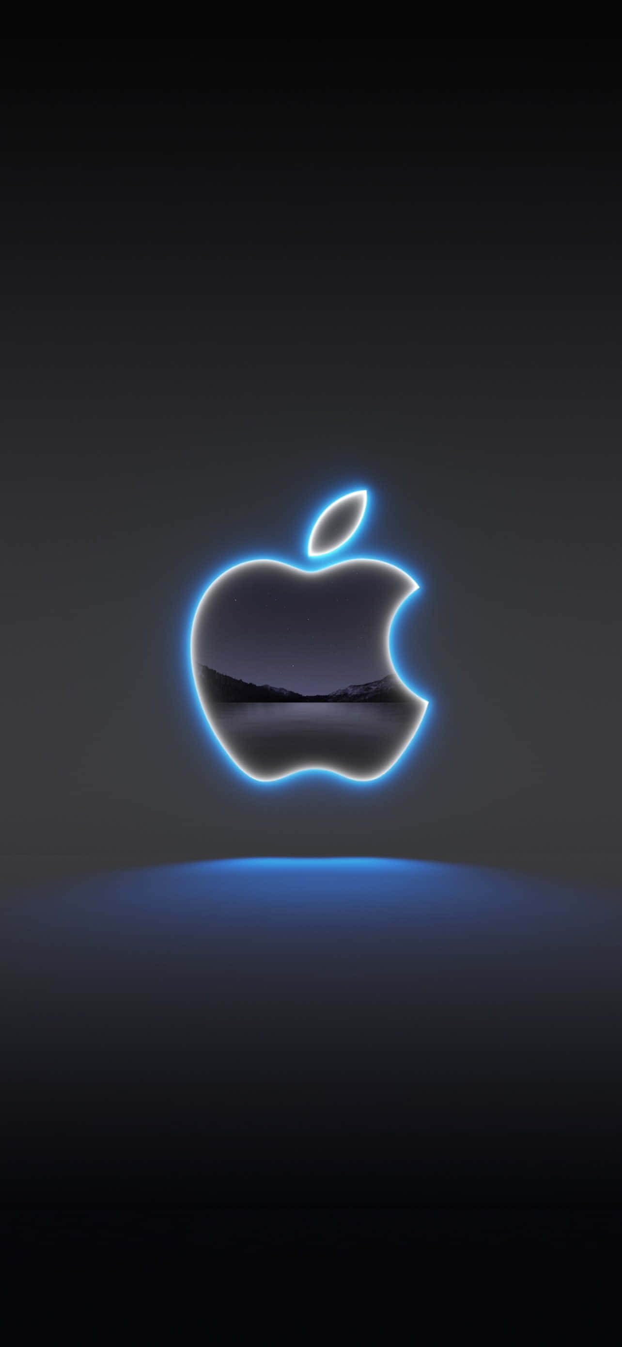 Pixel 3 с сияющим синим логотипом Apple Обои