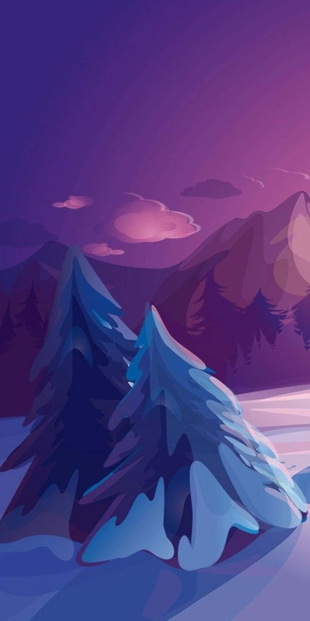 Зимние обои Pixel 3 с рисунком заснеженных деревьев Обои