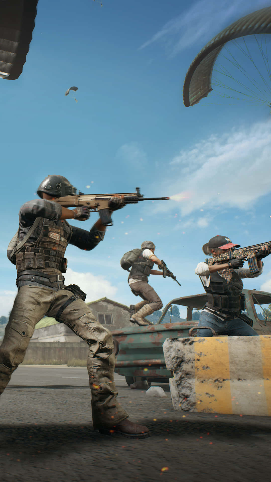 Портрет Pixel 3 Персонажей Playerunknown's Battlegrounds В Середине Игры На Фоне Обои