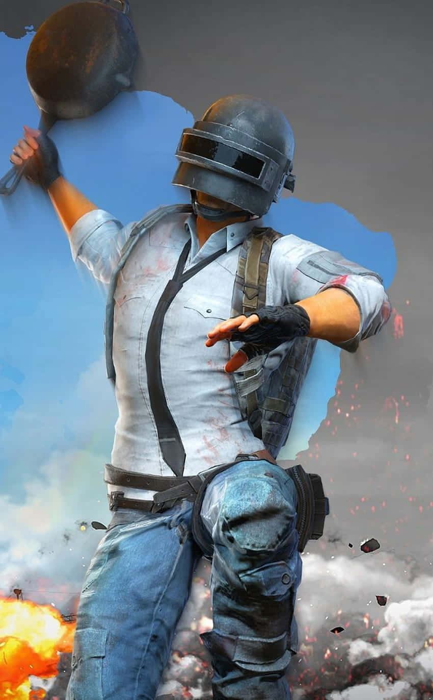 Парень в каске с сковородой Pixel 3 Playerunknown's Battlegrounds фон Обои