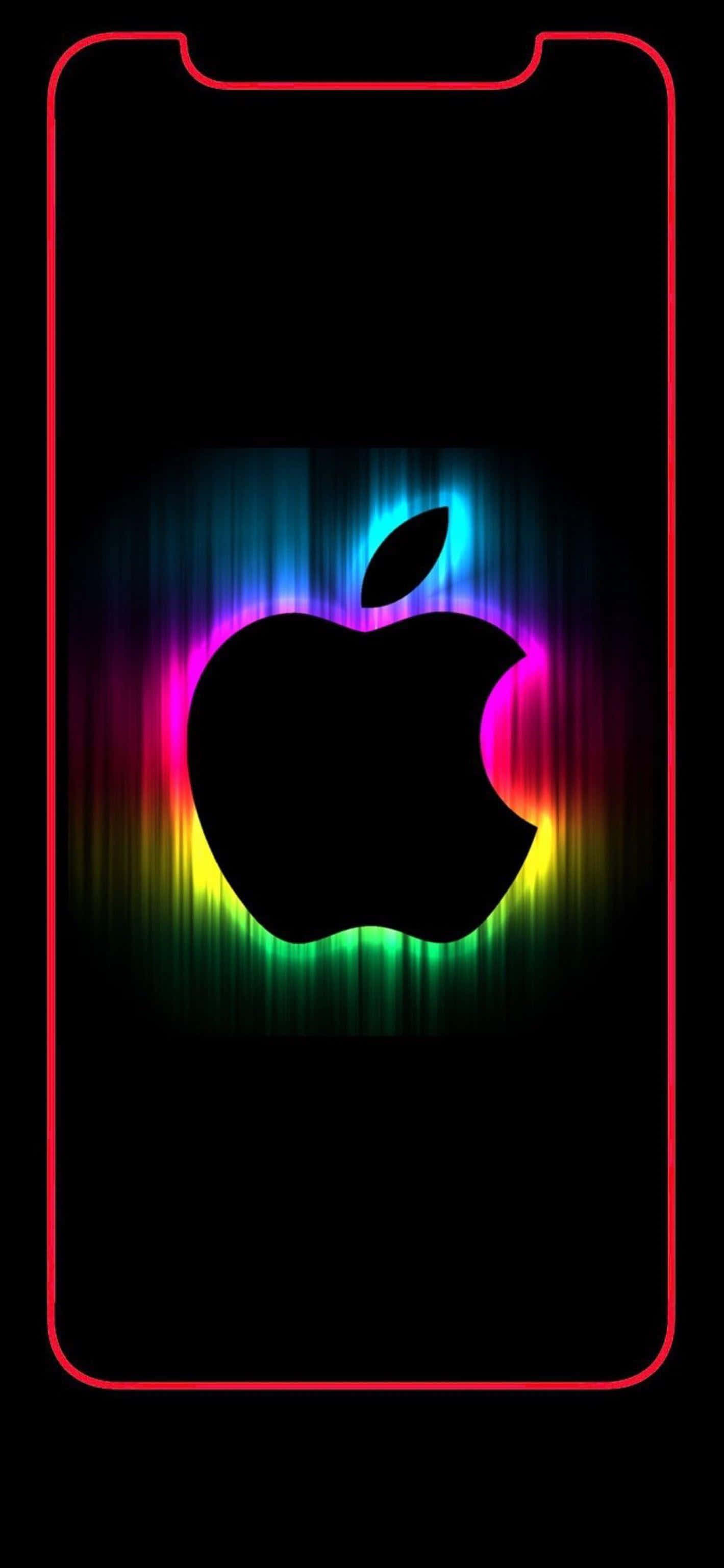 Pixel 3 Цветная тень логотипа Apple на черном фоне Обои