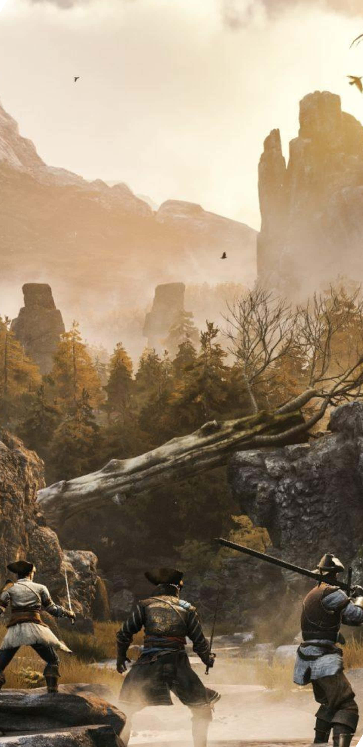 Pixel 3xl Greedfall: партия против летающего монстра Обои