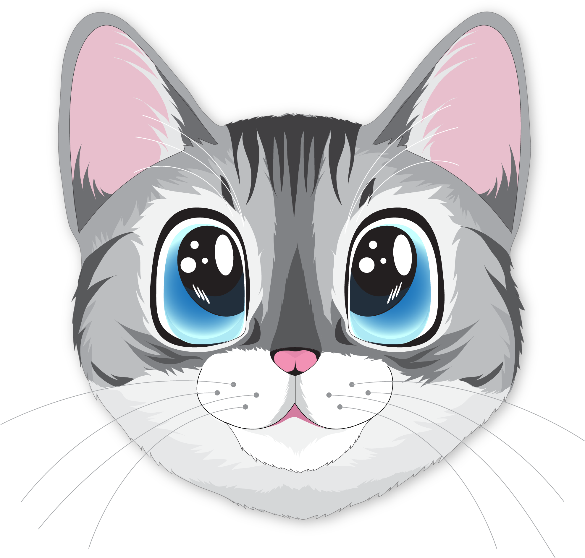 Милый кавайный кот иллюстрация.PNG Обои