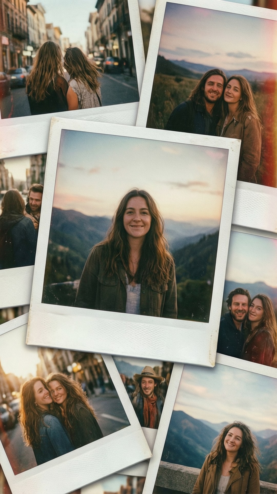 Коллаж из путешествий в стиле Polaroid Обои