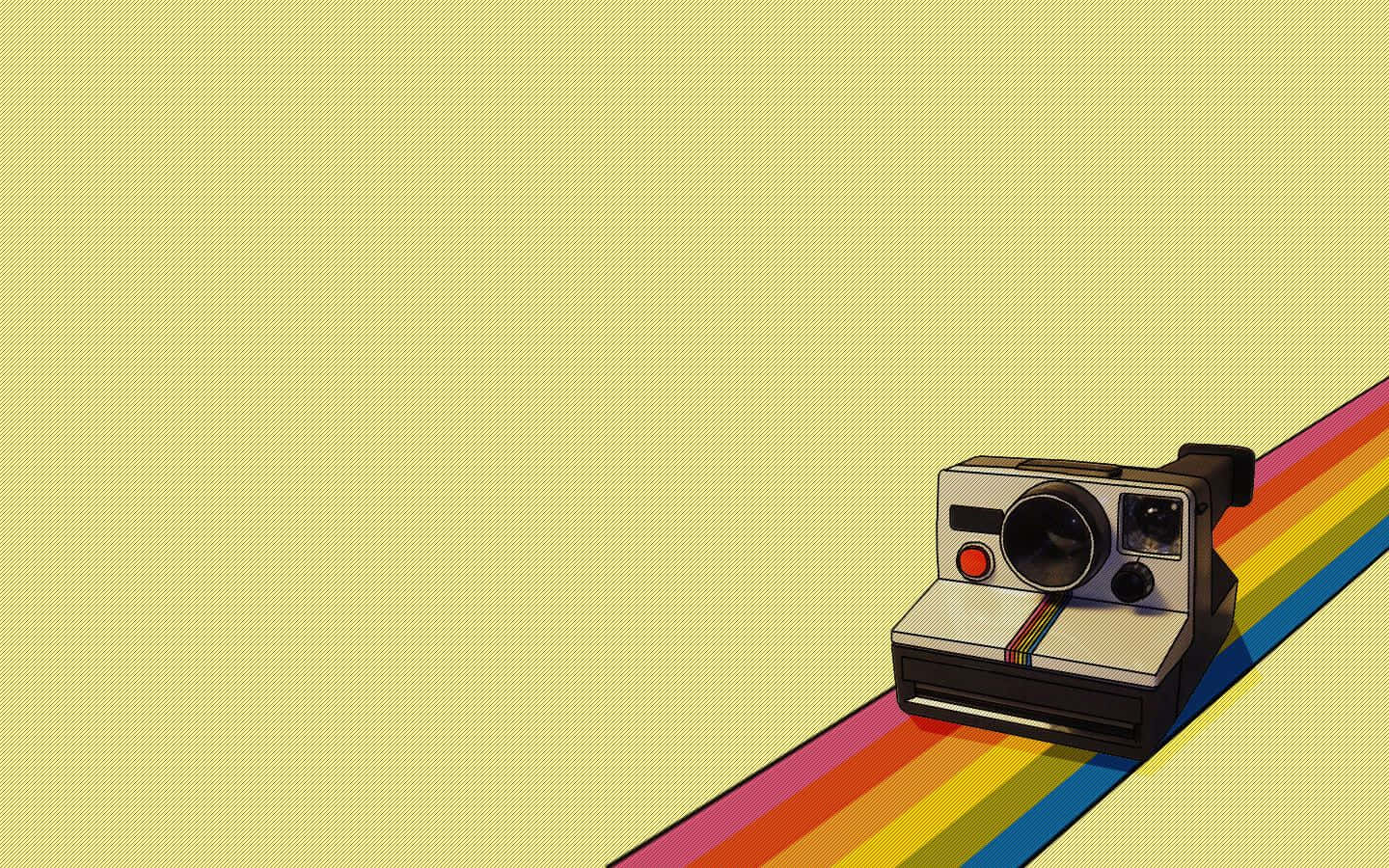 Желтая пастельная радуга с иконкой камеры Polaroid Обои